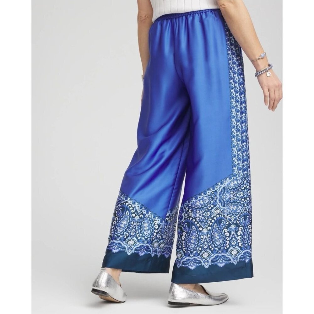 Chico’s Paisley Women's 4 US 20-22 Drawstring Wide Leg Pants - Picture 3 of 7